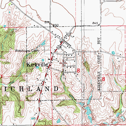 Topographic Map of City of Kirkville, IA