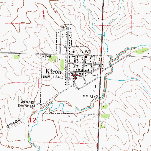 Topographic Map of City of Kiron, IA