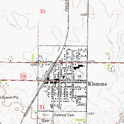 Topographic Map of City of Klemme, IA