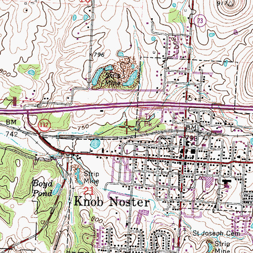 Topographic Map of City of Knob Noster, MO