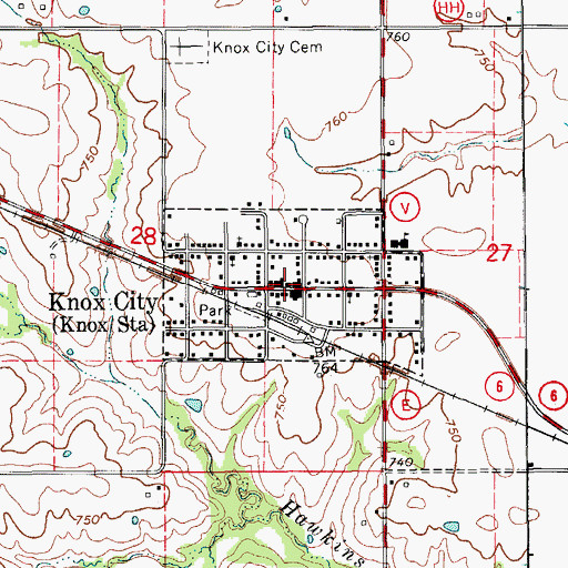 Topographic Map of City of Knox City, MO
