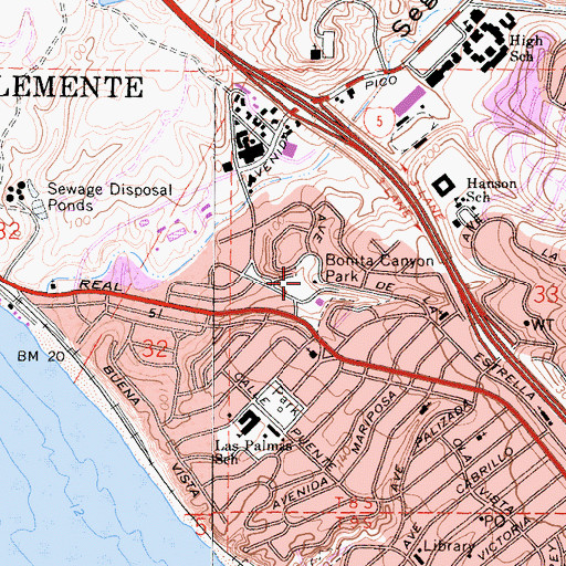 Topographic Map of Bonita Canyon Park, CA