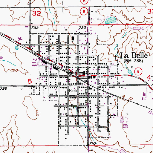 Topographic Map of City of La Belle, MO