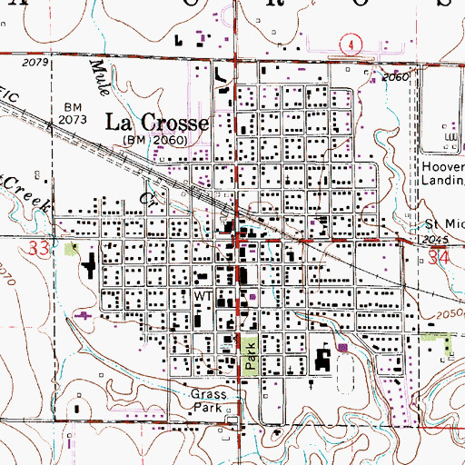 Topographic Map of City of La Crosse, KS