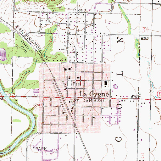 Topographic Map of City of La Cygne, KS
