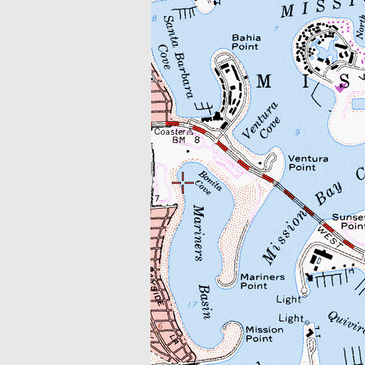 Topographic Map of Bonita Cove, CA