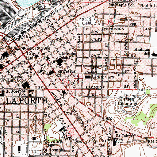 Topographic Map of City of La Porte, IN