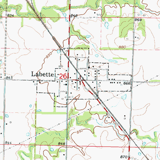Topographic Map of City of Labette, KS