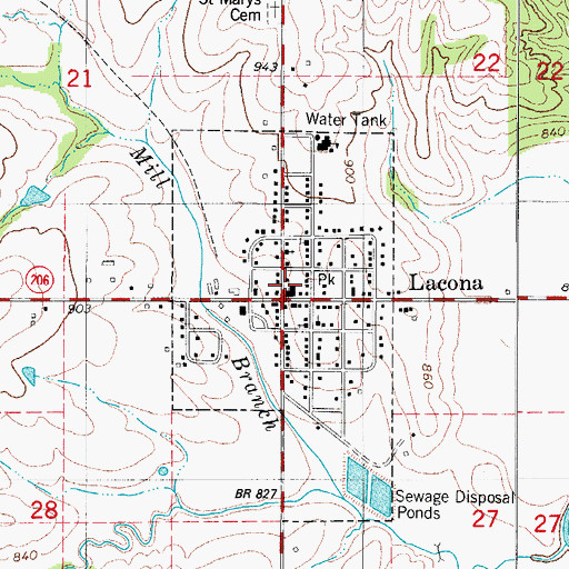Topographic Map of City of Lacona, IA