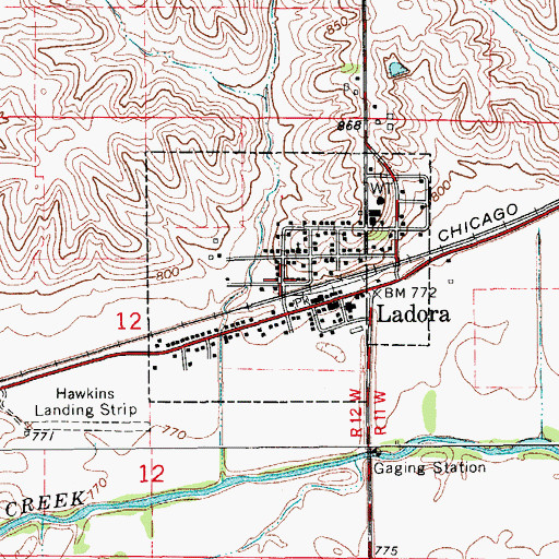 Topographic Map of City of Ladora, IA