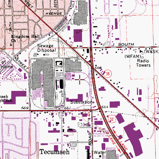 Topographic Map of City of Lafayette, IN