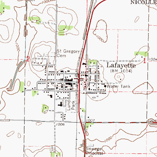 Topographic Map of City of Lafayette, MN