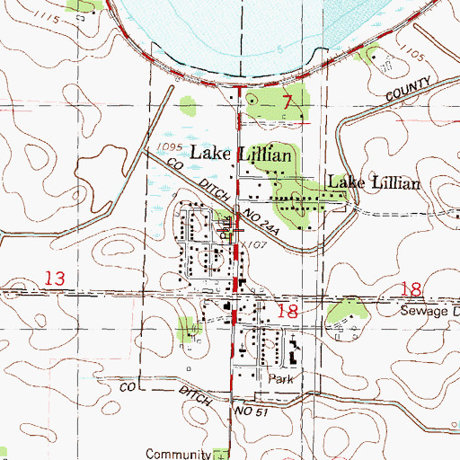 Topographic Map of City of Lake Lillian, MN