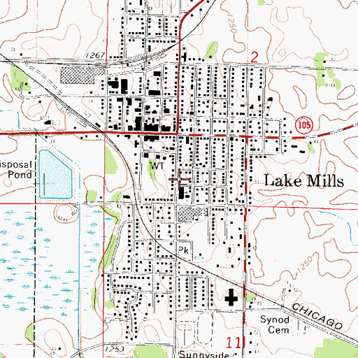 Topographic Map of City of Lake Mills, IA