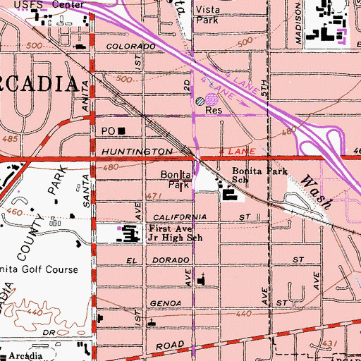 Topographic Map of Bonita Park, CA