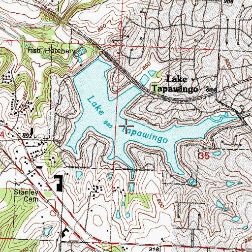 Topographic Map of City of Lake Tapawingo, MO
