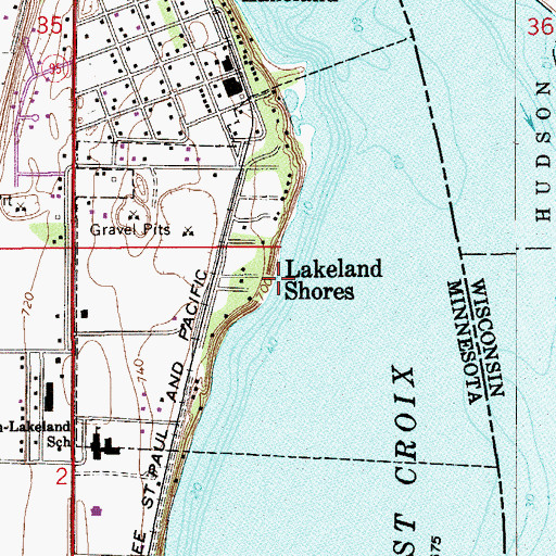 Topographic Map of City of Lakeland Shores, MN