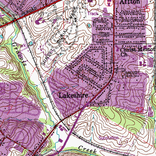Topographic Map of City of Lakeshire, MO