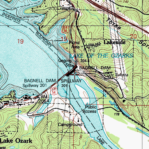 Topographic Map of City of Lakeside, MO