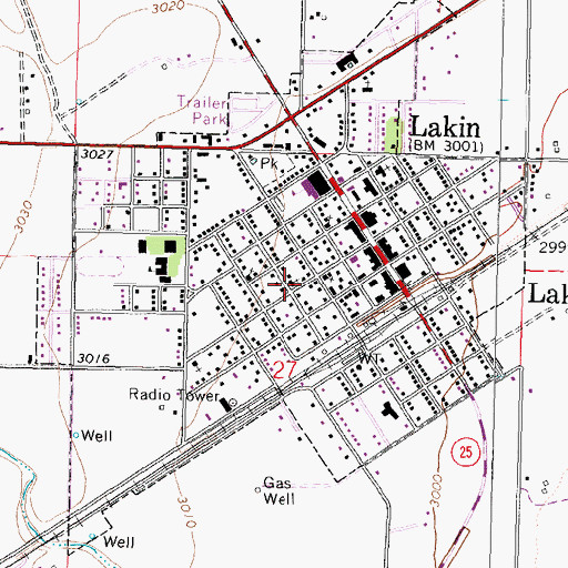 Topographic Map of City of Lakin, KS