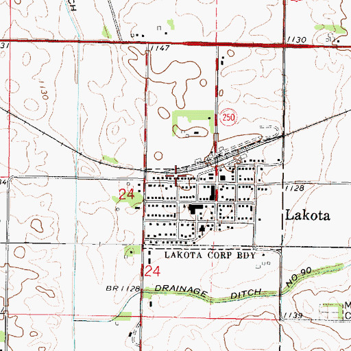 Topographic Map of City of Lakota, IA