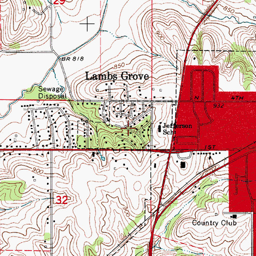 Topographic Map of City of Lambs Grove, IA
