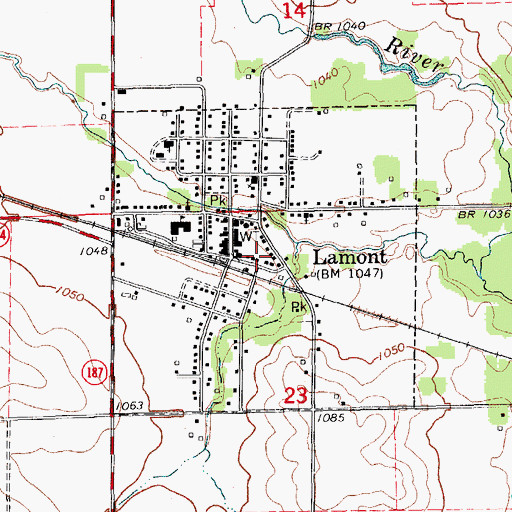 Topographic Map of City of Lamont, IA