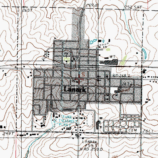 Topographic Map of City of Lanark, IL
