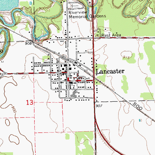 Topographic Map of City of Lancaster, MN