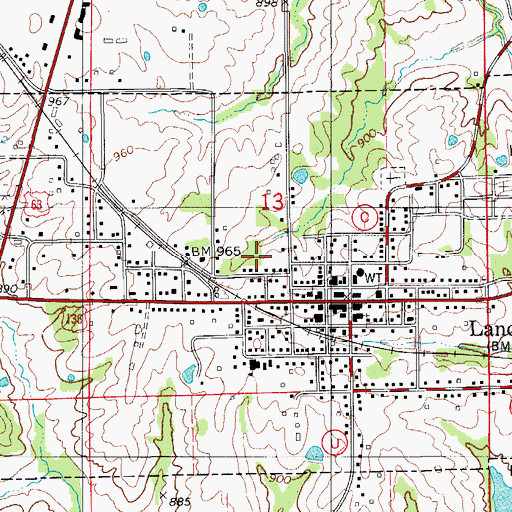 Topographic Map of City of Lancaster, MO