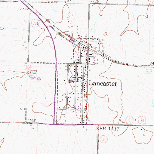 Topographic Map of City of Lancaster, KS