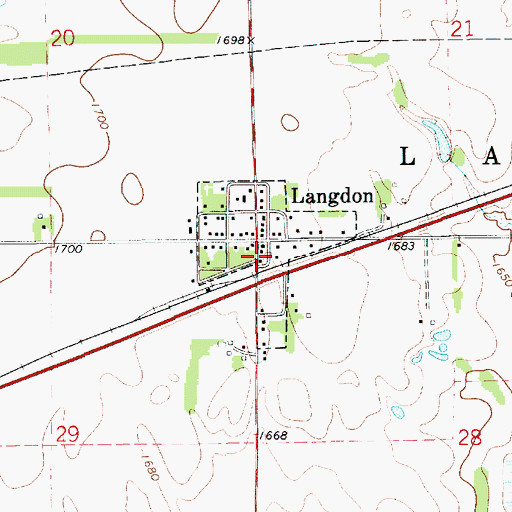 Topographic Map of City of Langdon, KS