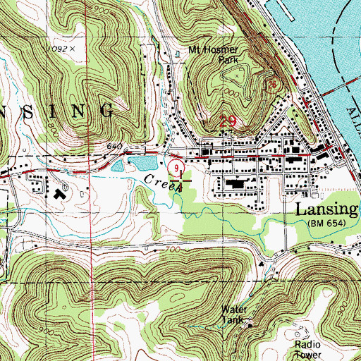Topographic Map of City of Lansing, IA