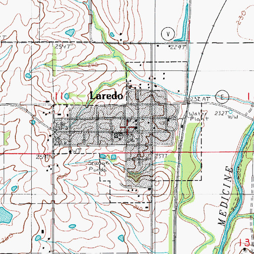 Topographic Map of City of Laredo, MO
