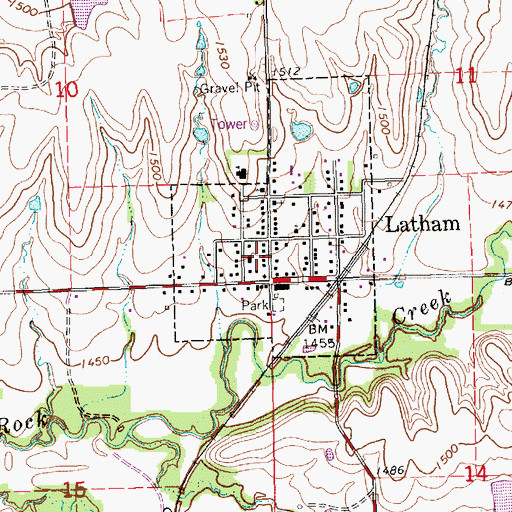 Topographic Map of City of Latham, KS