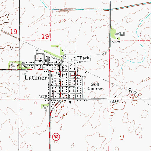Topographic Map of City of Latimer, IA