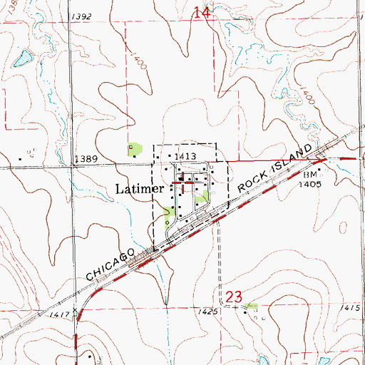 Topographic Map of City of Latimer, KS