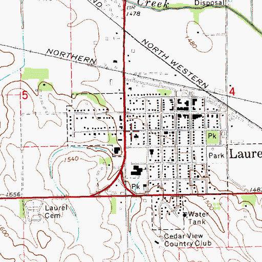 Topographic Map of City of Laurel, NE