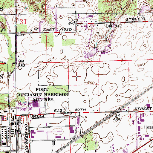 Topographic Map of City of Lawrence, IN