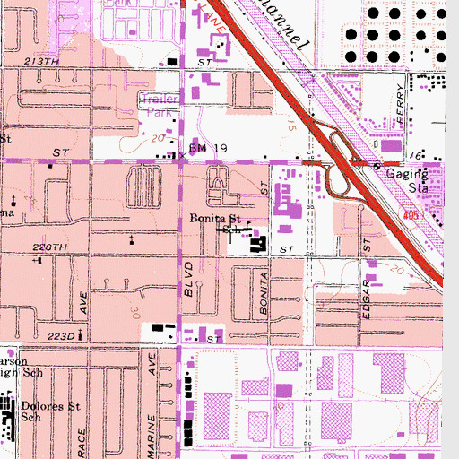 Topographic Map of Bonita Elementary School, CA