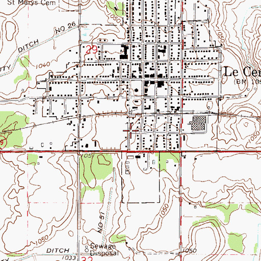 Topographic Map of City of Le Center, MN