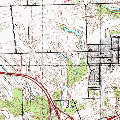 Topographic Map of City of Le Claire, IA