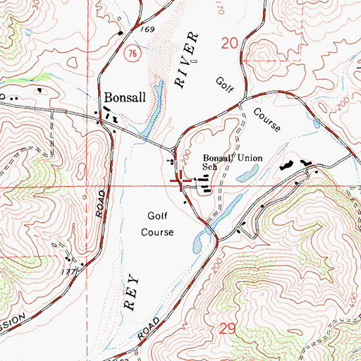 Topographic Map of Bonsall Primary Elementary School, CA