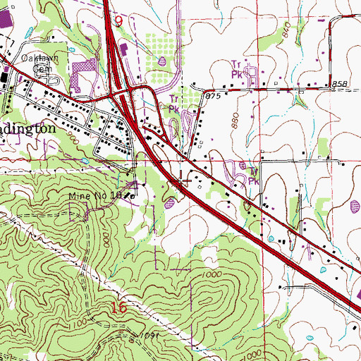 Topographic Map of City of Leadington, MO