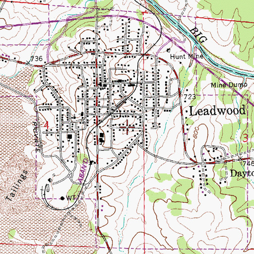 Topographic Map of City of Leadwood, MO