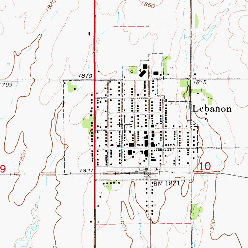 Topographic Map of City of Lebanon, KS
