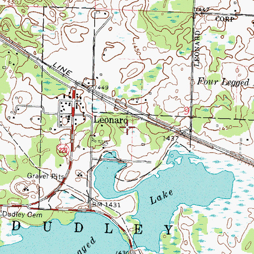 Topographic Map of City of Leonard, MN