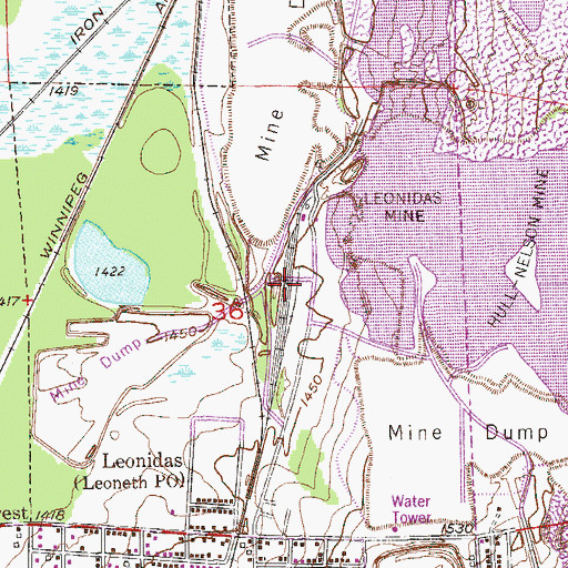 Topographic Map of City of Leonidas, MN