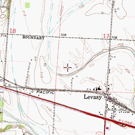 Topographic Map of City of Levasy, MO