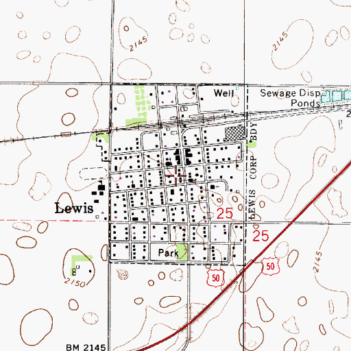 Topographic Map of City of Lewis, KS